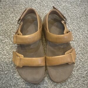 FitFlop Go Sandals Women's 7 Brown Leather Adjustable Back